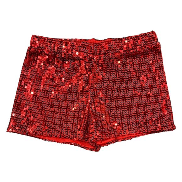Spirit Halloween Pants - NEW Red Sequin Shorts Adult Medium By Spirit  Party Dance Gimnastics Perfom